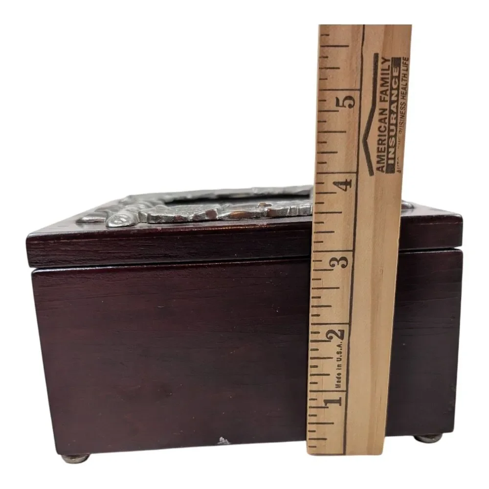 Jewelry Box Cherry Wood w/‎ Mirror and Lift Tray Felt Inside replaceable photo